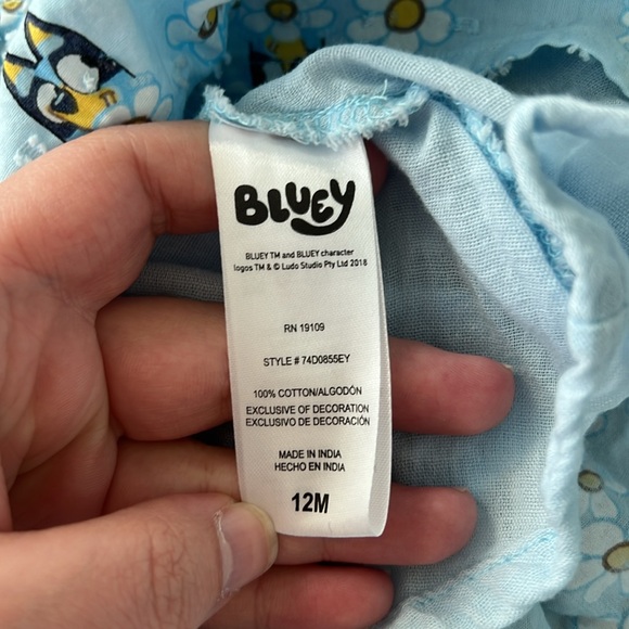 Bluey Blue Floral Tiered Baby Dress - Picture 3 of 4